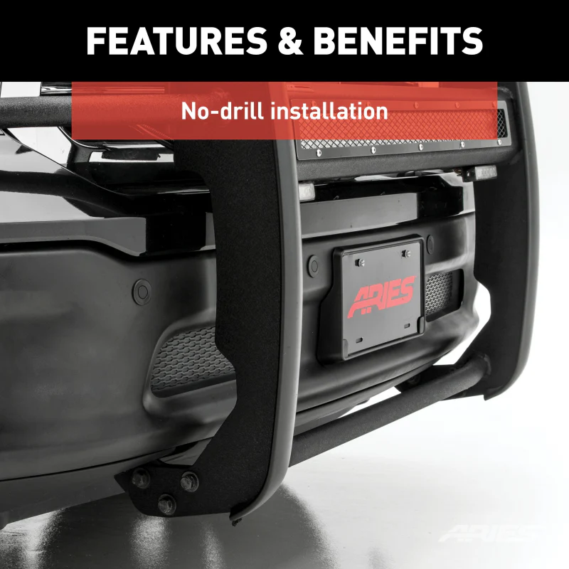 ARIES Pro Series Black Steel Grille Guard with Light Bar, Select Chevy Silverado 1500 Model 2170035 - Image 6