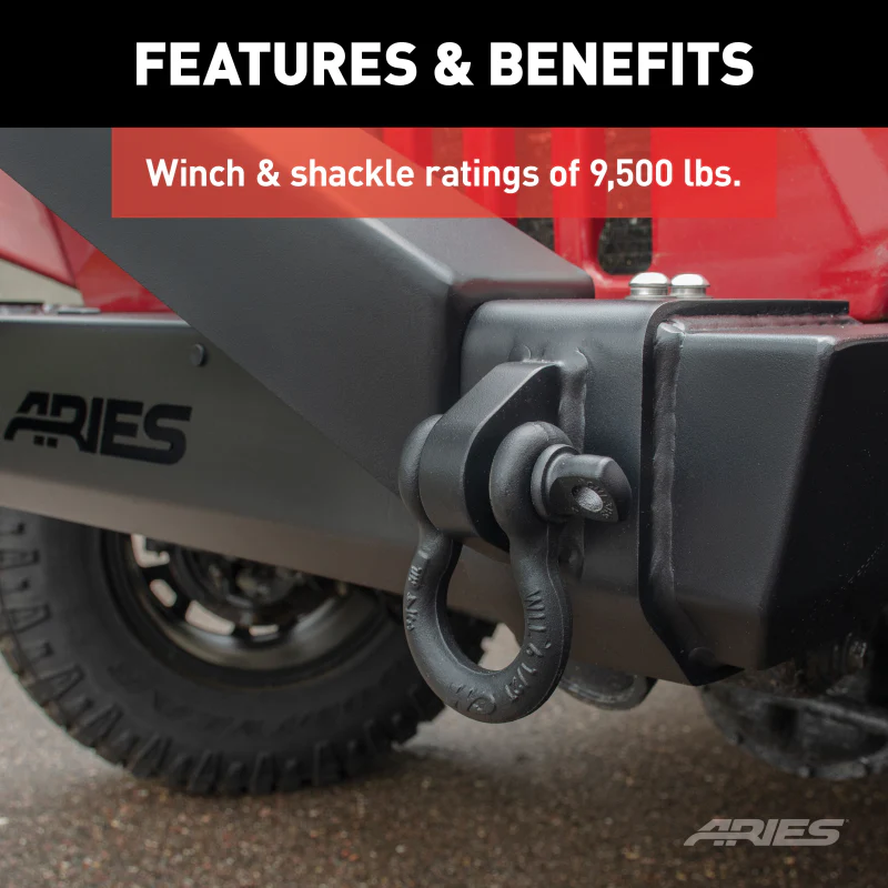 ARIES TrailCrusher Jeep Wrangler TJ Steel Front Bumper with Brush Guard, 9.5K Model 2186001 - Image 4