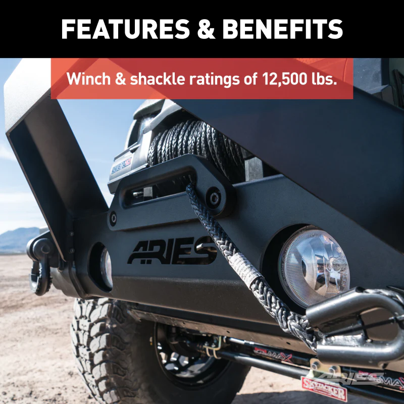 ARIES TrailCrusher Jeep JL, Gladiator Steel Front Bumper with Brush Guard, 12.5K Model 2186002 - Image 4