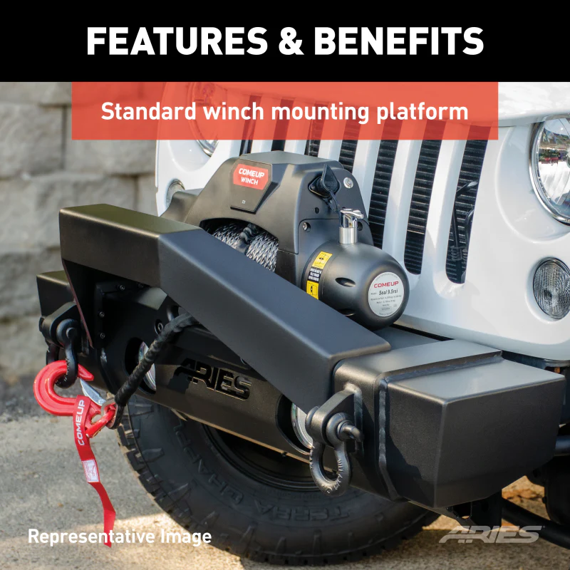 ARIES TrailCrusher Jeep JL, Gladiator Steel Front Bumper with Brush Guard, 12.5K Model 2186002 - Image 5