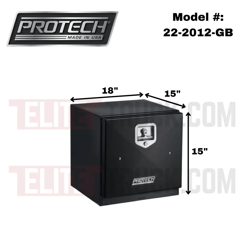 ProTech Underbody/Top Mount Box 15X15X18 w/ Single Barn Door Style Gloss Black Steel Model 22-2012-GB - Image 2