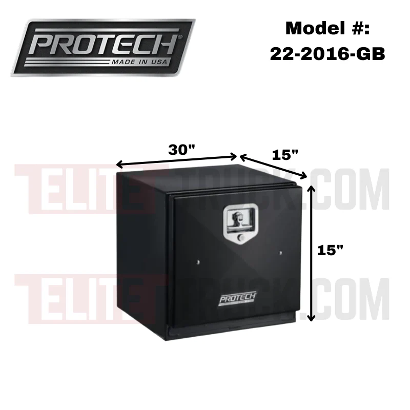 ProTech Underbody/Top Mount Box 15X15X30 w/ Single Barn Door Style Gloss Black Steel Model 22-2016-GB - Image 2