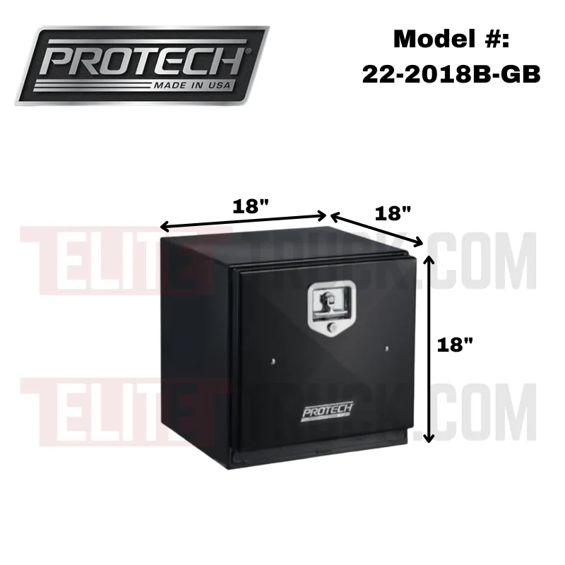 ProTech Underbody/Top Mount Box 18X18X18 w/ Single Barn Door Style Gloss Black Steel Model 22-2018B-GB - Image 2