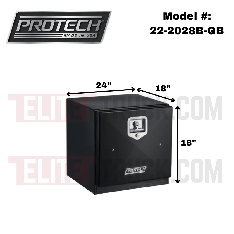 ProTech Underbody/Top Mount Box 18X18X24 w/ Single Barn Door Style Gloss Black Steel Model 22-2028B-GB - Image 2