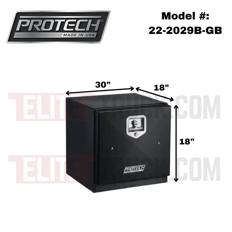 ProTech Underbody/Top Mount Box 18X18X30 w/ Single Barn Door Style Gloss Black Steel Model 22-2029B-GB - Image 2