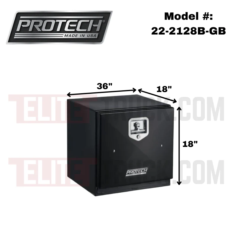 ProTech Underbody/Top Mount Box 18X18X36 w/ Single Barn Door Style Gloss Black Steel Model 22-2128B-GB - Image 2