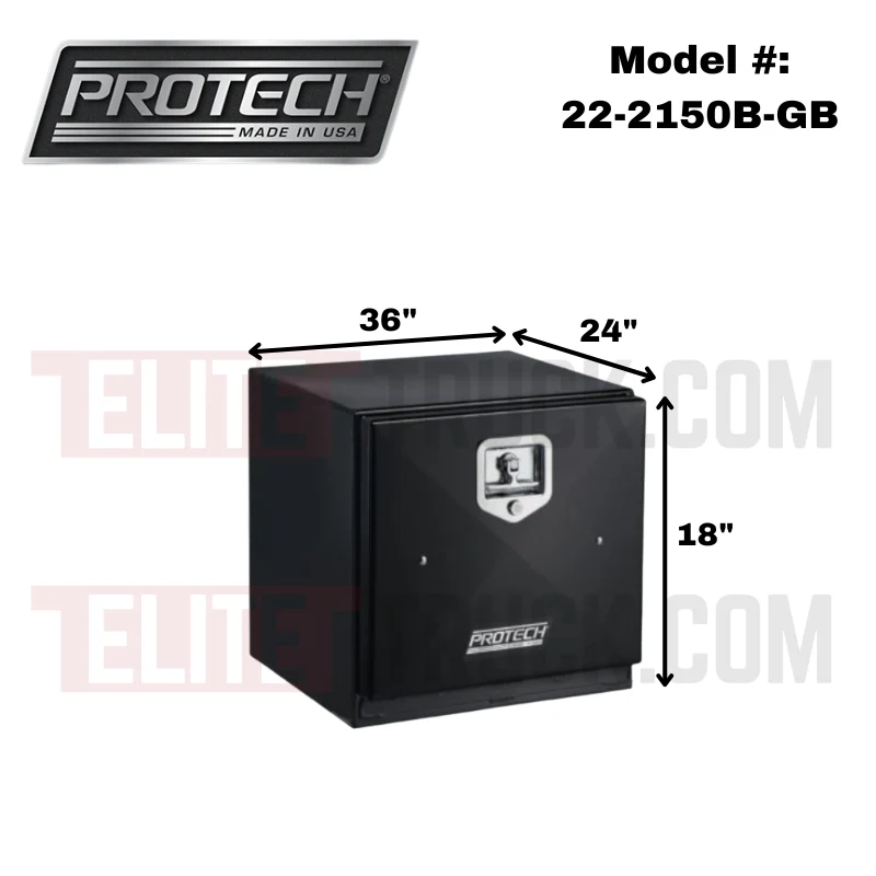 ProTech Underbody/Top Mount Box 18X24X36 w/ Single Barn Door Style Gloss Black Steel Model 22-2150B-GB - Image 2