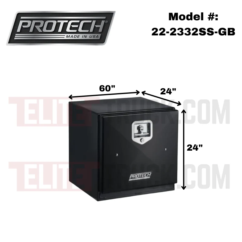 ProTech Underbody/Top Mount Box 24X24X60, Stainless Steel w/ Single Barn Door Style, Gloss Black Body Model 22-2332SS-GB - Image 2