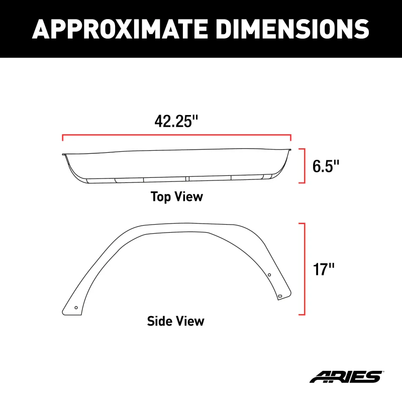 ARIES Jeep Wrangler JL Black Aluminum Rear Fender Flares Model 2500203 - Image 2