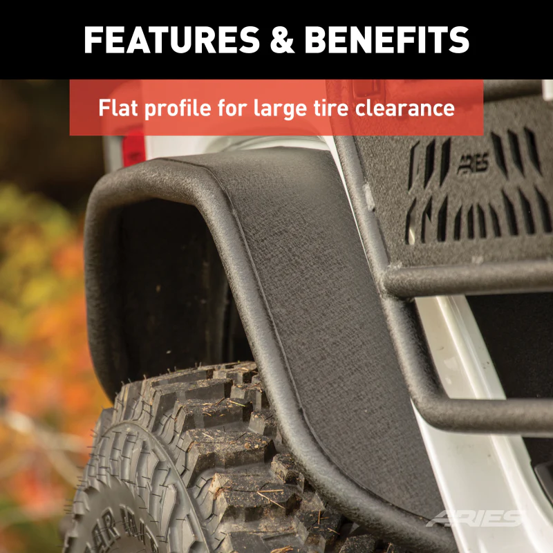 ARIES Jeep Gladiator JT Black Aluminum Rear Fender Flares Model 2500207 - Image 3