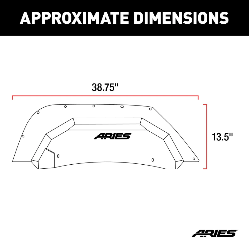 ARIES Jeep Wrangler JK Aluminum Rear Inner Fender Liners Model 2500350 - Image 2