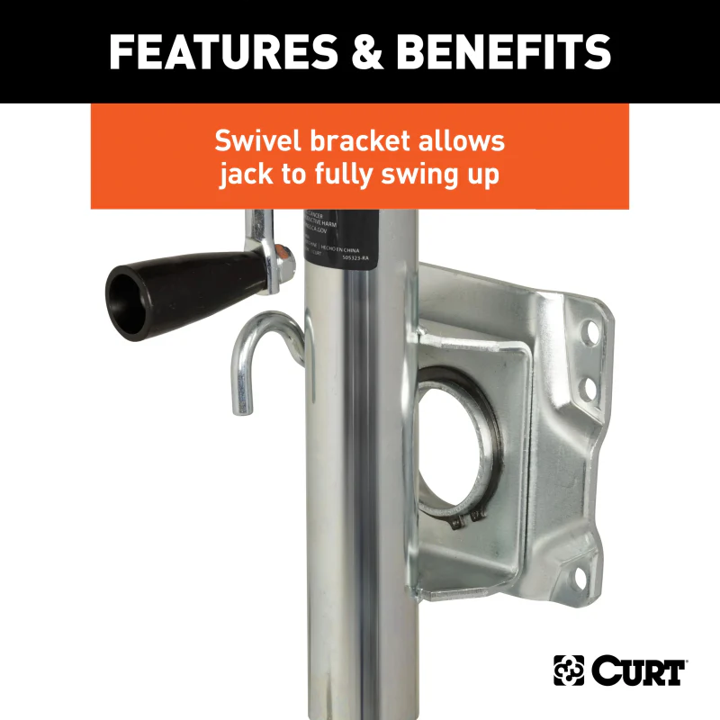 CURT Marine Trailer Jack with 6" Wheel (1,000 lbs, 10" Travel) Model 25004 - Image 3
