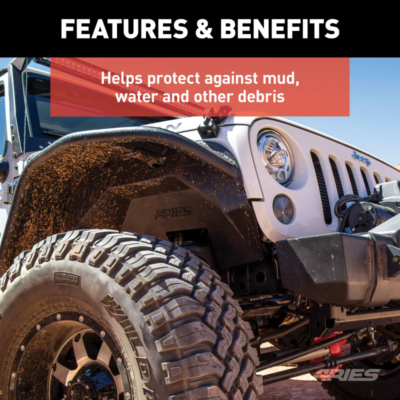 ARIES Jeep Wrangler JK Aluminum Front and Rear Inner Fender Liners Model 2500450 - Image 4