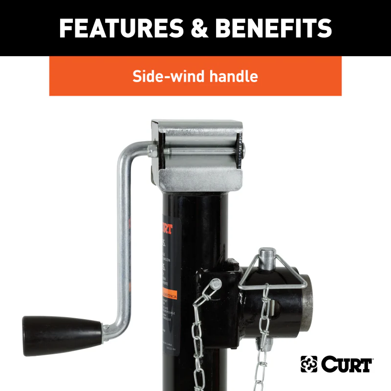 CURT Pipe-Mount Swivel Trailer Jack with Side Handle (5,000 lbs, 15" Travel) Model 25005 - Image 3
