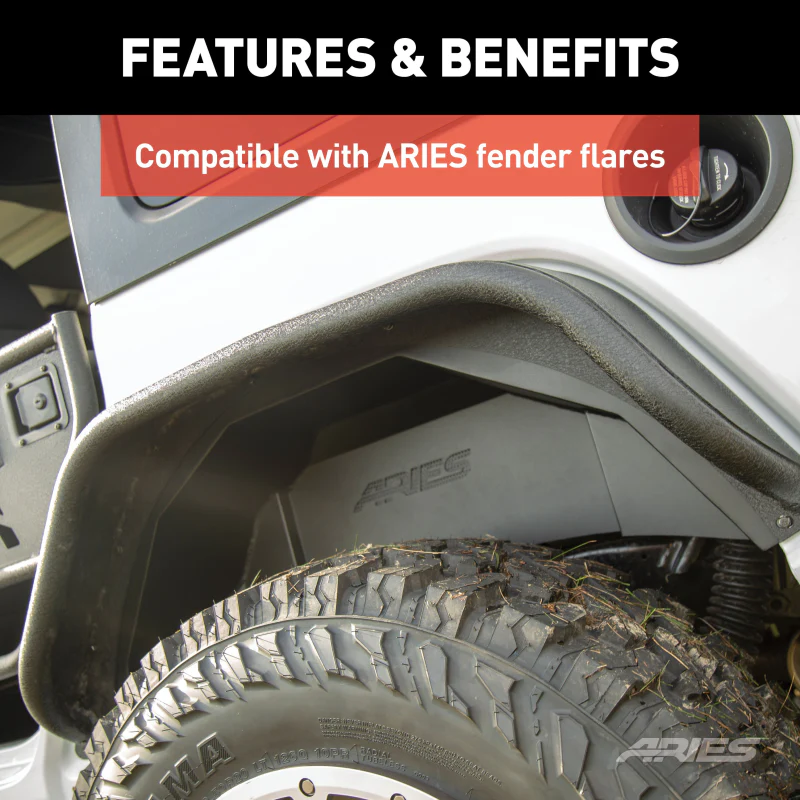 ARIES Jeep Wrangler JL Aluminum Rear Inner Fender Liners Model 2500550 - Image 6