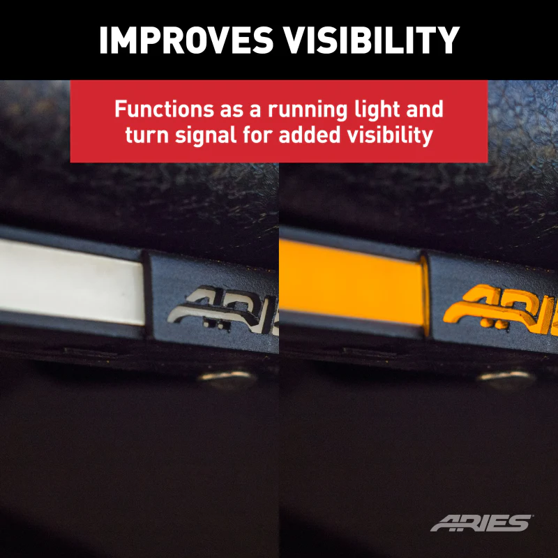 ARIES Jeep Wrangler JL Black Aluminum Front Fender Flares with LED Lights Model 2500835 - Image 4
