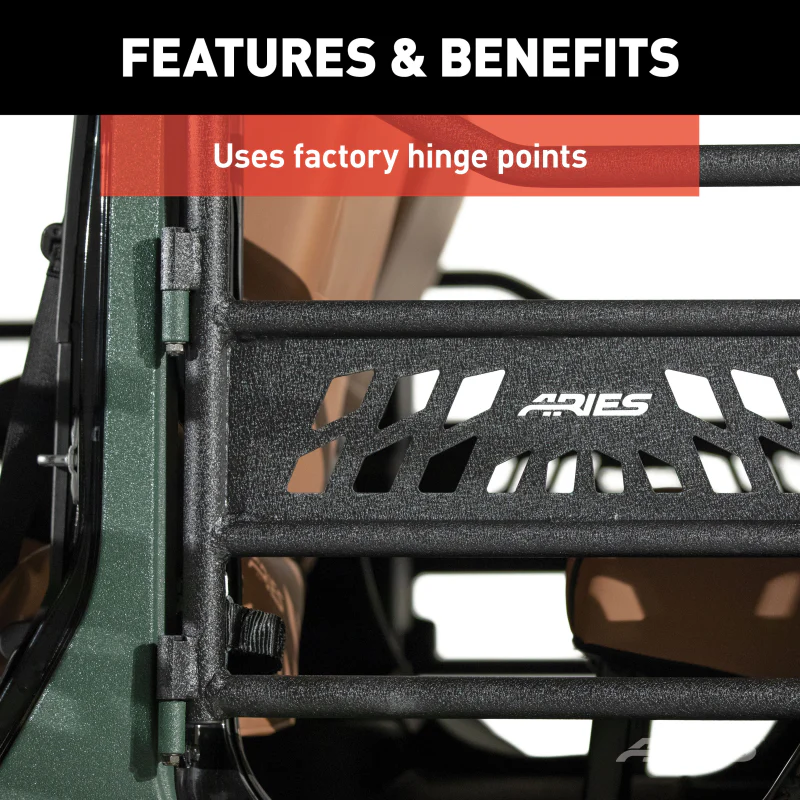 ARIES Jeep Wrangler JK Aluminum Rear Tube Doors Model 25009 - Image 5