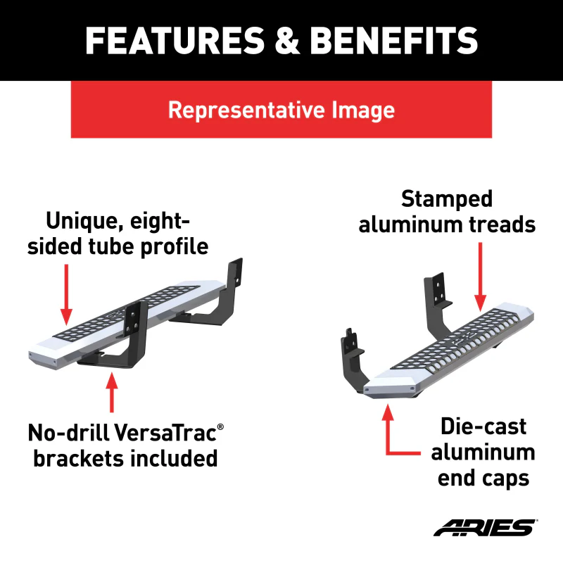 ARIES AdvantEDGE 5-1/2" x 53" Chrome Aluminum Running Boards Model 2555004 - Image 3