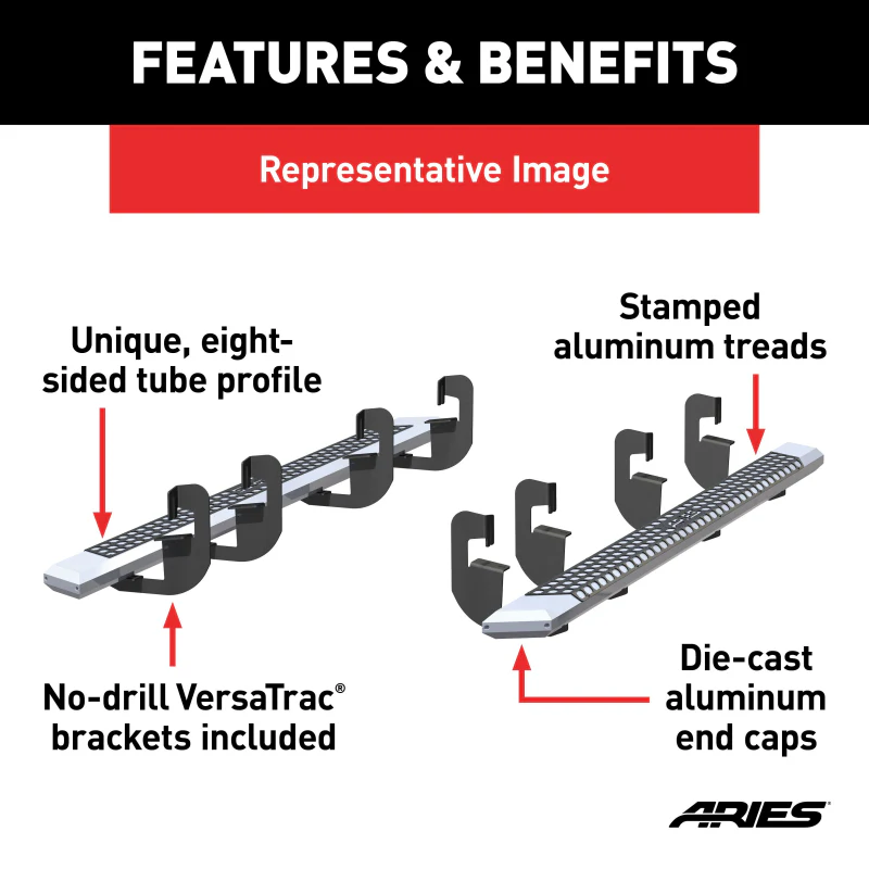 ARIES AdvantEDGE 5-1/2" x 91" Chrome Aluminum Running Boards Model 2555049 - Image 3