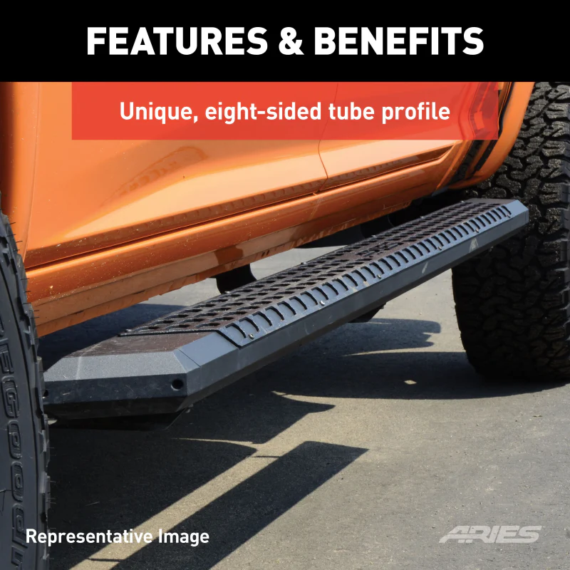 ARIES AdvantEDGE 5-1/2" x 85" Black Aluminum Running Boards Model 2556044 - Image 4