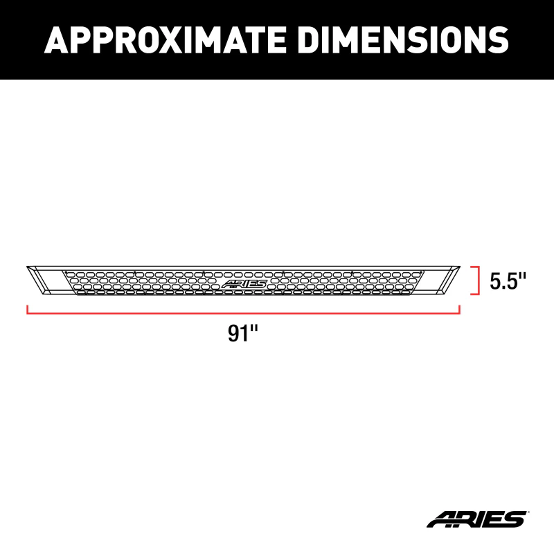 ARIES AdvantEDGE 5-1/2" x 91" Black Aluminum Running Boards Model 2556048 - Image 2