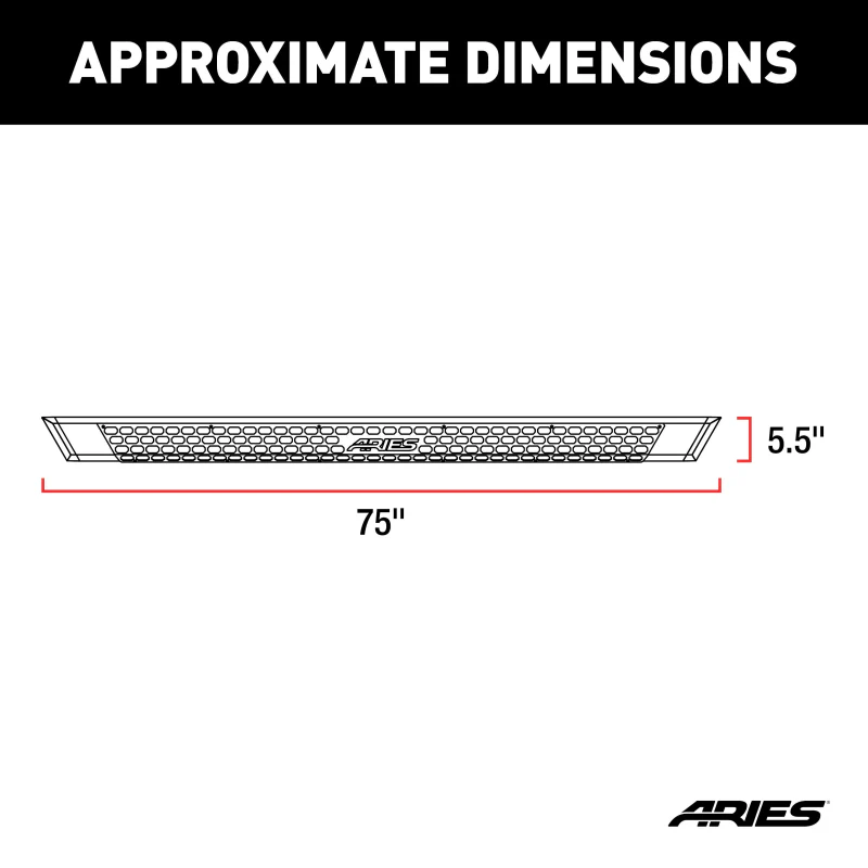ARIES AdvantEDGE 5-1/2" x 75" Black Aluminum Running Boards Model 2556053 - Image 2
