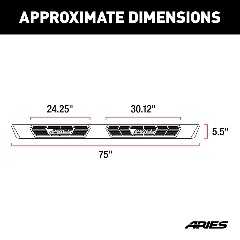ARIES AscentStep 5-1/2" x 75" Black Steel Running Boards Model 2558014 - Image 3