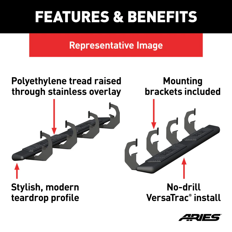 ARIES AscentStep 5-1/2" x 75" Black Steel Running Boards Model 2558014 - Image 5