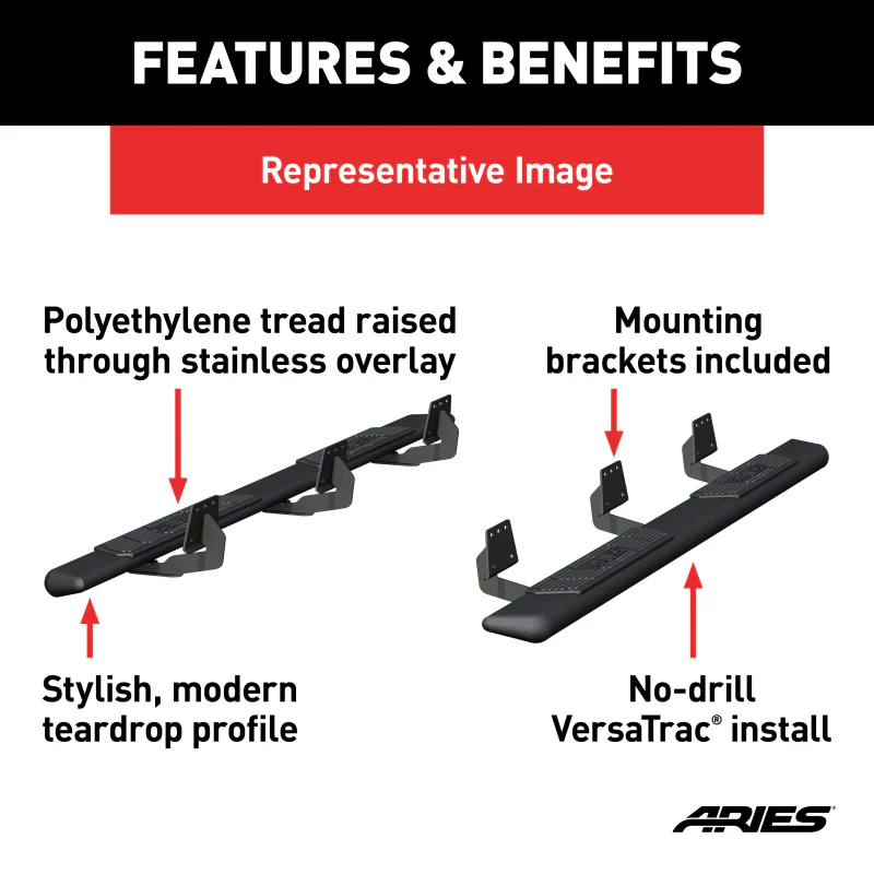 ARIES AscentStep 5-1/2" x 91" Black Steel Running Boards Model 2558048 - Image 4