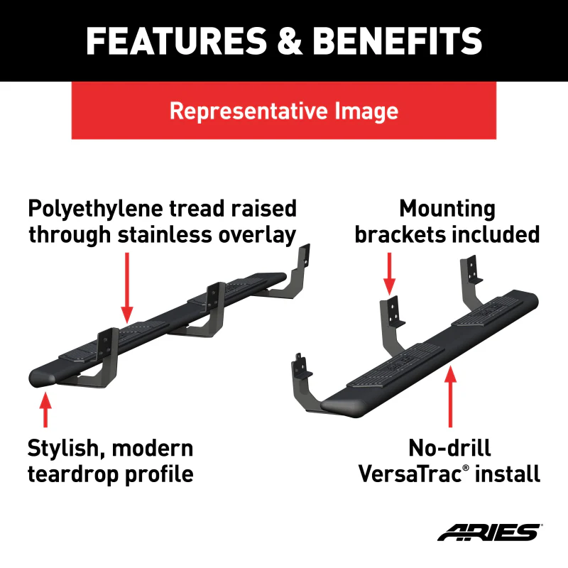 ARIES AscentStep 5-1/2" x 85" Black Steel Running Board Model 2558055 - Image 4