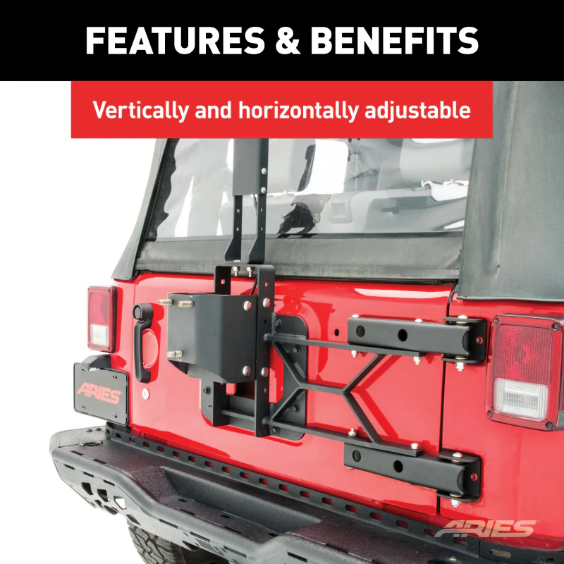 ARIES Jeep Wrangler JK Heavy-Duty Spare Tire Carrier Model 2563000 - Image 5
