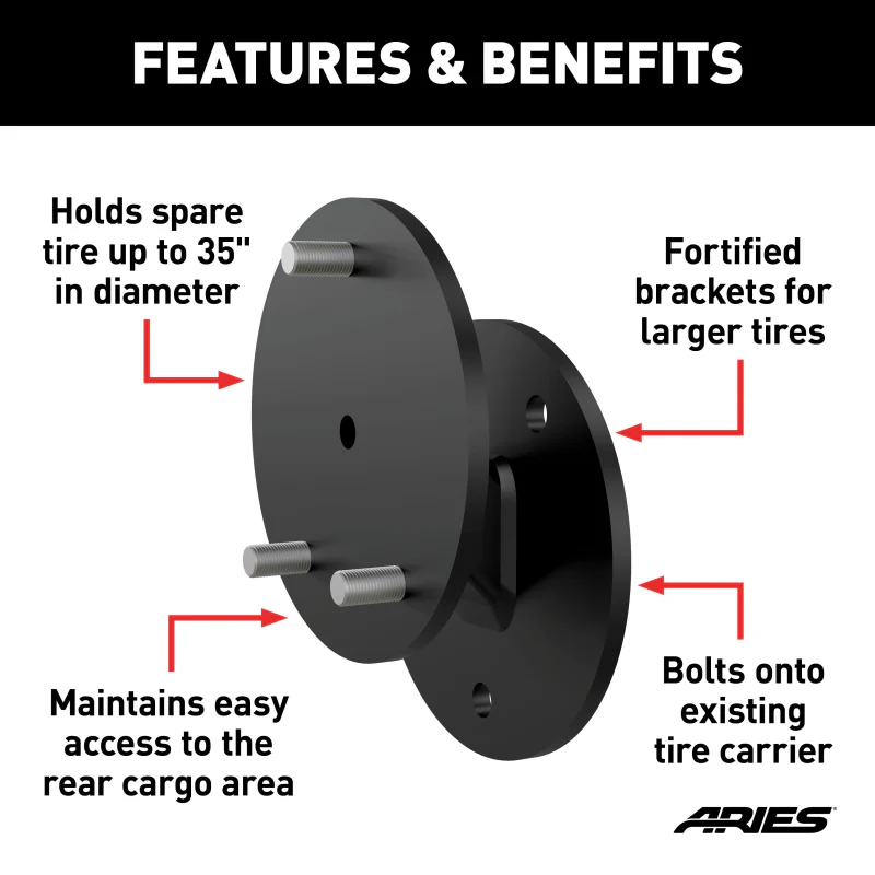 ARIES Jeep Wrangler JK Spare Tire Relocation Carrier Model 25630AB - Image 3