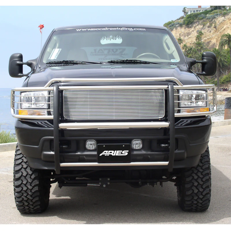 ARIES Polished Stainless Grille Guard, Select Ford Excursion, F-250, F-350 Super Duty Model 3045-2 - Image 2