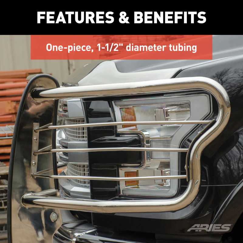 ARIES Polished Stainless Grille Guard, Select Ford F-150, Lincoln Mark LT Model 3056-2 - Image 8