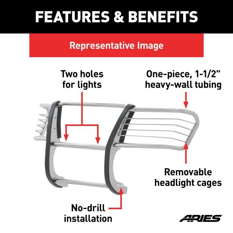 ARIES Polished Stainless Grille Guard, Select Ford F-250, F-350 Super Duty Model 3067-2 - Image 5
