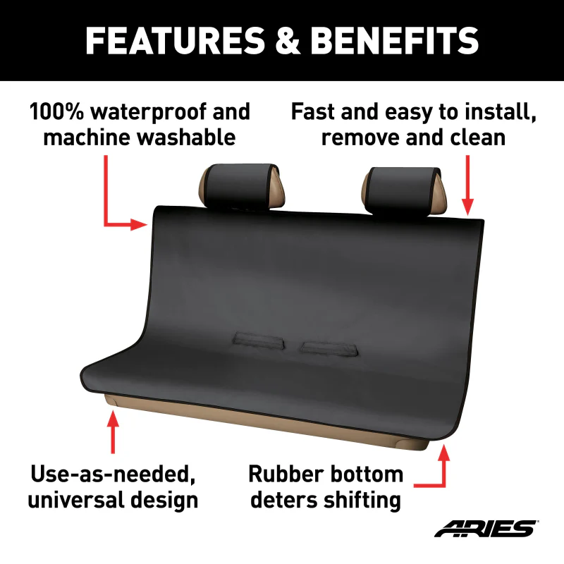 ARIES Seat Defender 58" x 55" Removable Waterproof Black Bench Seat Cover Model 3146-09 - Image 3
