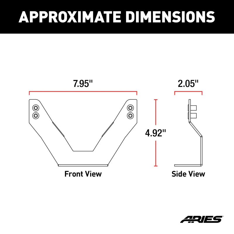 ARIES 3" Bull Bar License Plate Bracket Model 35-0000 - Image 2