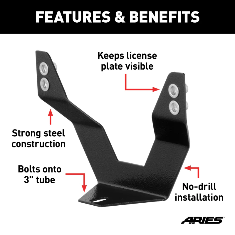 ARIES 3" Bull Bar License Plate Bracket Model 35-0000 - Image 3