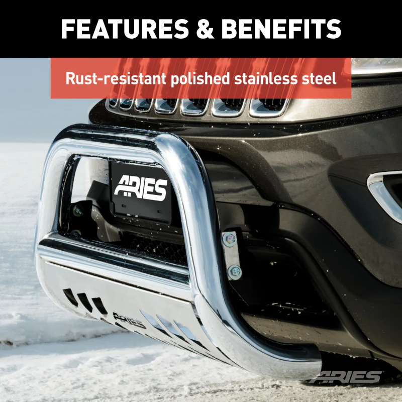 ARIES 3" Polished Stainless Bull Bar, Select Toyota Tacoma Model 35-2000 - Image 8