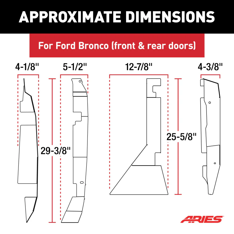 ARIES Door Hinge Covers for ARIES Tube Doors - Ford Bronco 4-Door Model 3500255 - Image 3