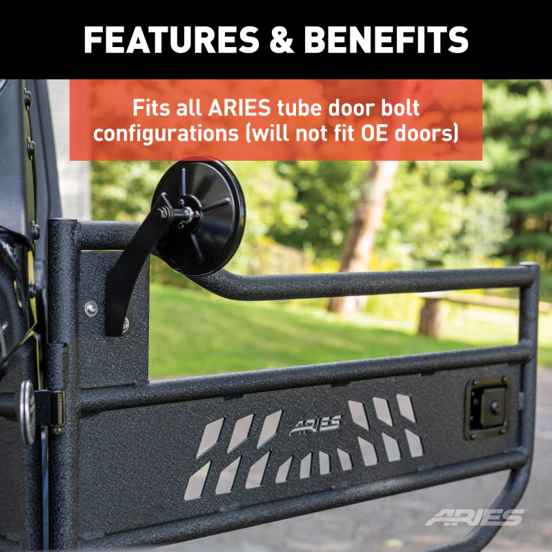 ARIES Offroad Jeep Wrangler Tube Door Mirrors (2-Pack) Model 3500300 - Image 6