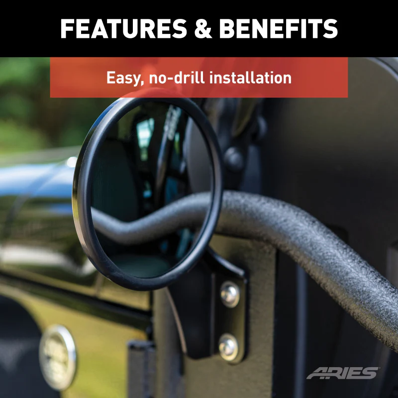 ARIES Offroad Jeep Wrangler Tube Door Mirrors (2-Pack) Model 3500300 - Image 7