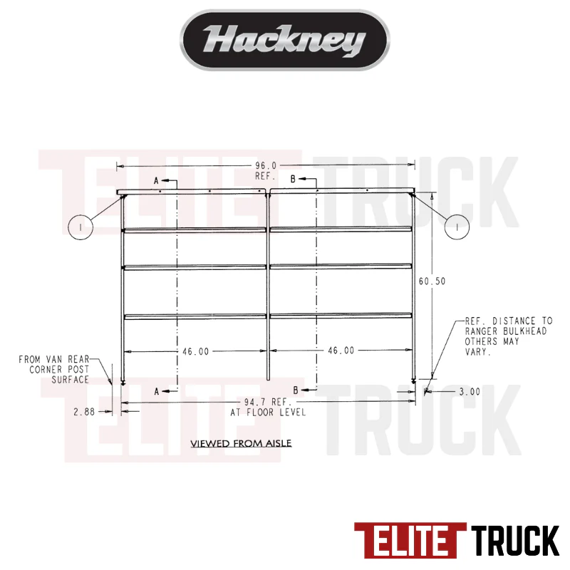 Hackney Van Shelving with Ladder Shelf for Driver Side Ford Transit 130"WB/148"WB MR/HR Van - Image 3