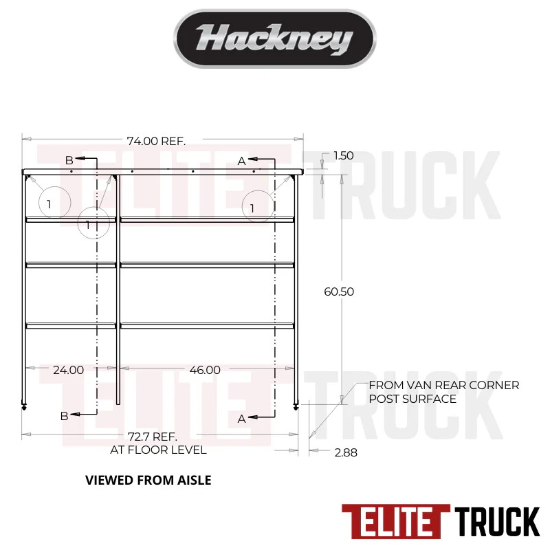 Hackney Van Shelving with Ladder Shelf for Curb Side Ford Transit 46"-24" 148"WB MR/HR Van - Image 3