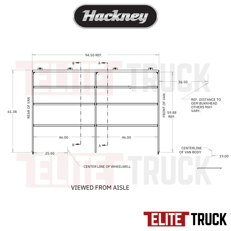 Hackney Van Shelving with Ladder Shelf for Driver Side Ram Promaster 46"-46" 159"WB HR Van - Image 3