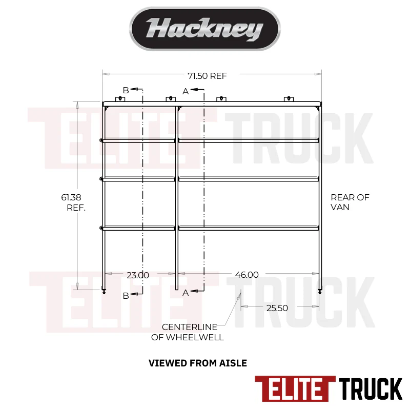 Hackney Van Shelving with Ladder Shelf for Curb Side Ram Promaster 23"-46" 159"WB HR Van - Image 3
