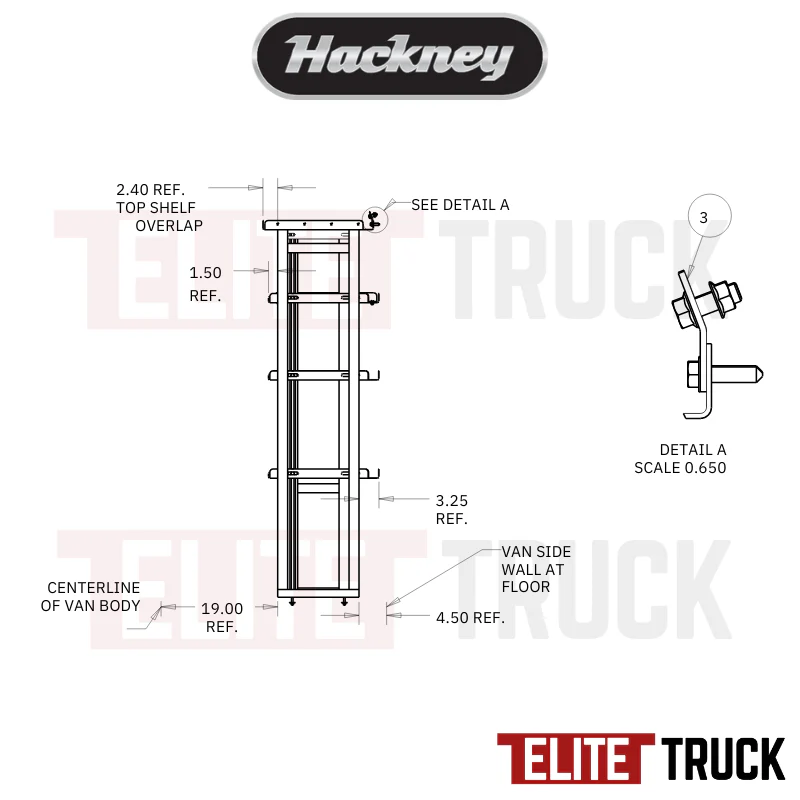 Hackney Van Shelving with Ladder Shelf for Driver Side Ram Promaster 23"-46"-18" 136"WB HR Van - Image 4
