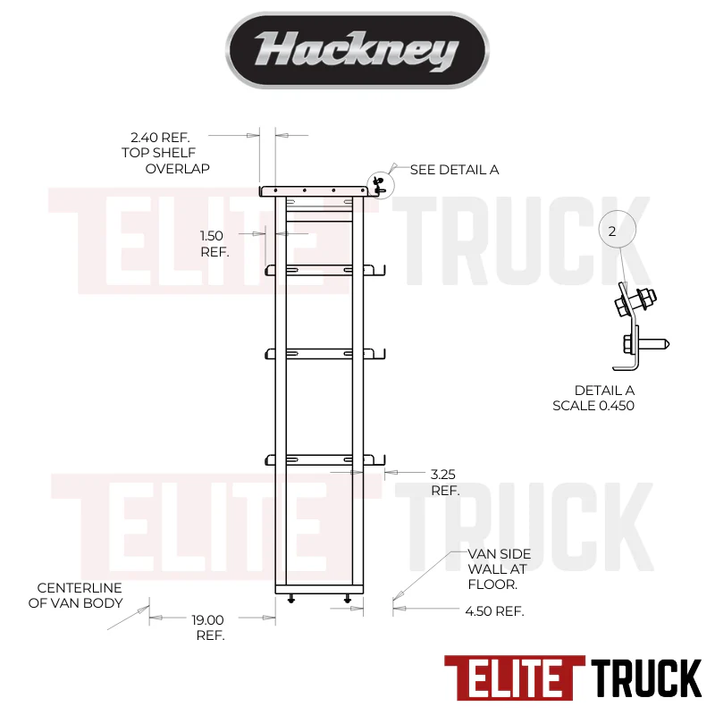 Hackney Van Shelving with Ladder Shelf for Curb Side Ram Promaster 46" 136"WB HR Van - Image 4