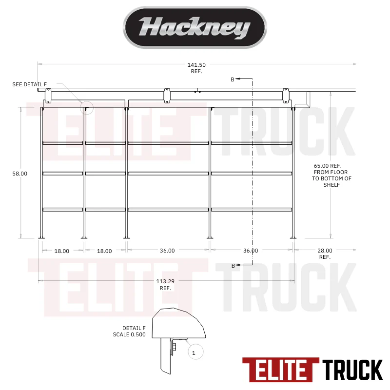 Hackney Van Shelving with Pipe and Ladder Shelf for Driver Side Box Truck 18"-18"-36"-36"-(28" Open) 23" Deep - Image 3