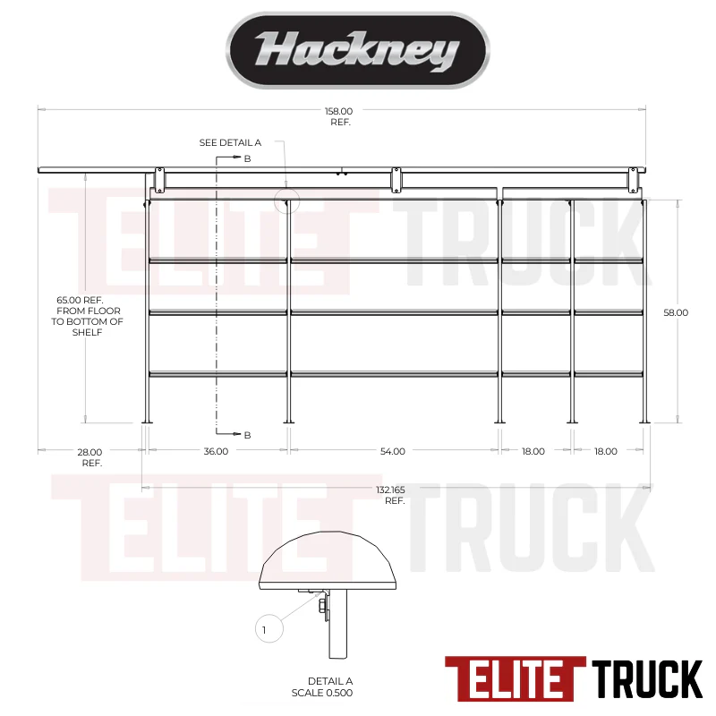Hackney Van Shelving with Pipe and Ladder Shelf for Curb Side for Box Truck 18-18-54-36-(28 Open) 23" Deep - Image 3